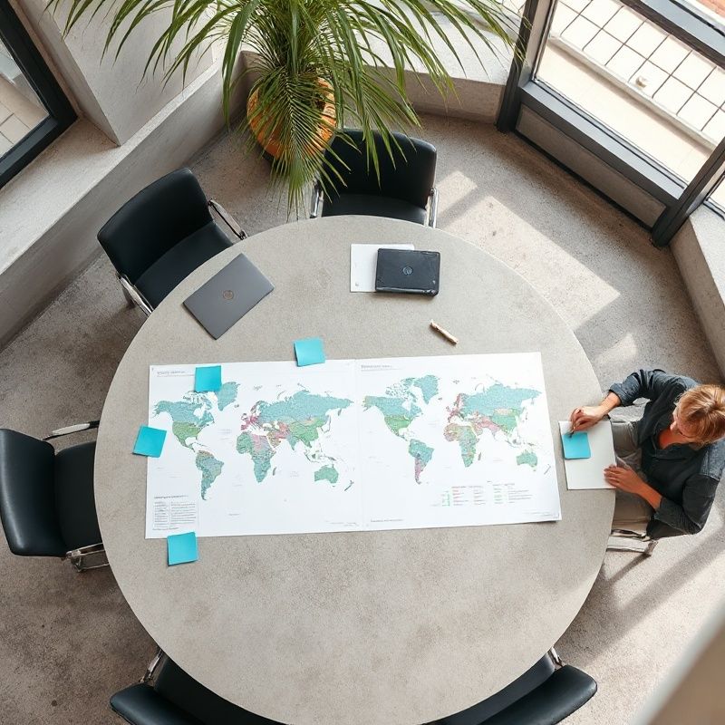 Overhead shot of a strategy workshop table